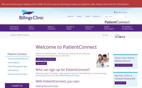 PatientConnect - Billings Clinic