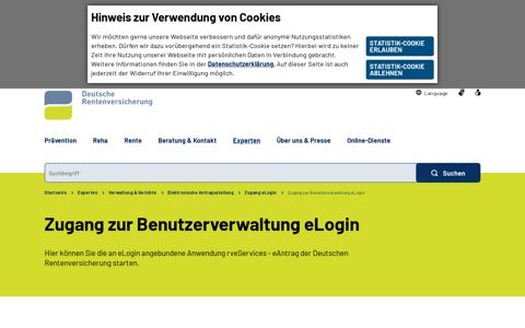 Zugang eLogin - Zugang zur ... - Deutsche Rentenversicherung