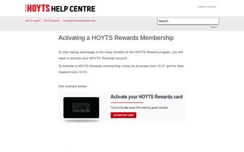 Activating a HOYTS Rewards Membership – HOYTS Support