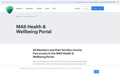 MAS Health & Wellbeing Portal - MAS