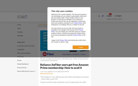 Reliance JioFiber users get free Amazon Prime membership ...