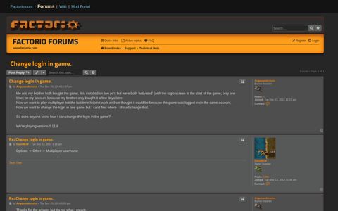 Change login in game. - Factorio Forums