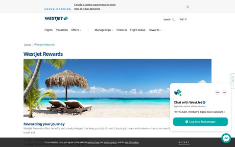 WestJet Rewards program, account sign in | WestJet official site