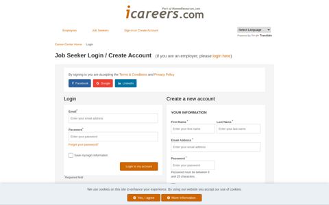 Job Seeker Login / Create Account (If you are an employer ...