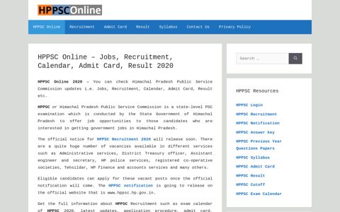 HPPSC Online – Jobs, Recruitment, Calendar, Admit Card ...