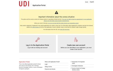 Application Portal: Front page
