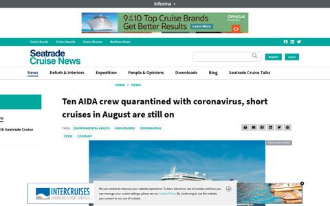 Ten AIDA crew quarantined with coronavirus, short cruises in ...