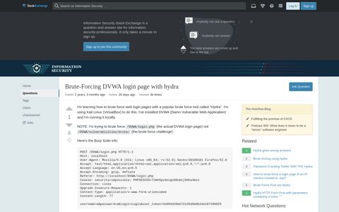Brute-Forcing DVWA login page with hydra - Information ...