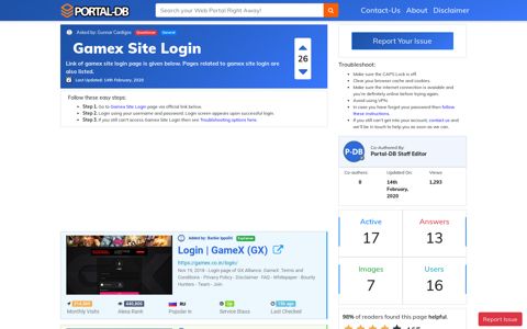 Gamex Site Login - Portal-DB.live