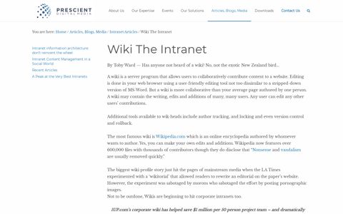 Wiki The Intranet — Intranet design, intranet consultant, social ...