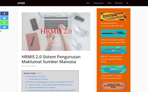LOGIN HRMIS 2.0 - Sistem Pengurusan Sumber Manusia