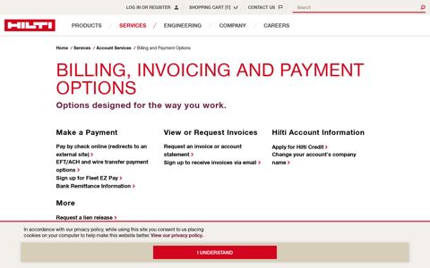 Billing and Payment Options - Hilti USA