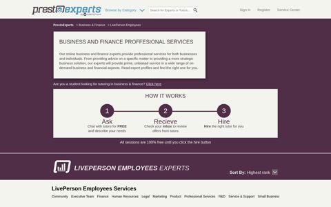LivePerson Employees online experts - PrestoExperts.com