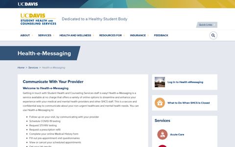 Health-e-Messaging | Student Health and Counseling Services