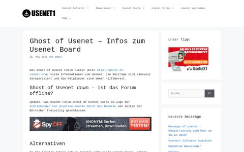 Ghost of Usenet - Infos zum Usenet Board