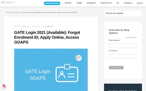 GATE Login 2021 - Registration, Application, Admit Card ...