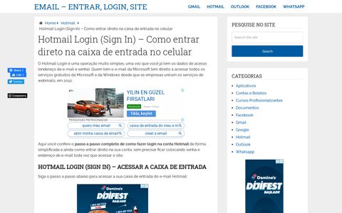 Hotmail Login (Sign In) - Como entrar direto na caixa de entrada