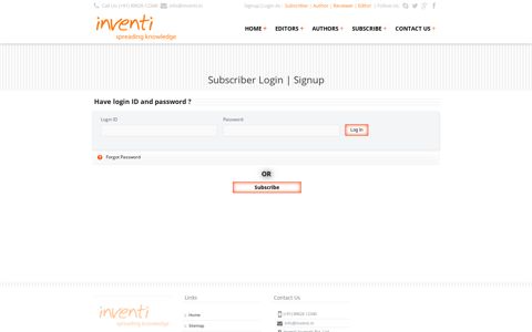Subscriber Login | Signup - Admin | Inventi Journals Pvt.Ltd