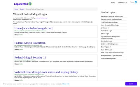 Webmail Federal Mogul Login Home [www.federalmogul.com ...