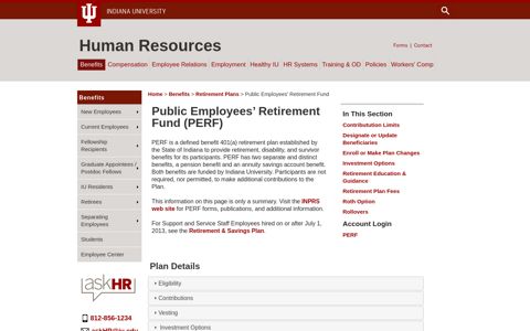 Public Employees' Retirement Fund (PERF) | Benefits - IU ...