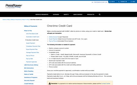 One-time Credit Card - FirstEnergy Corp.