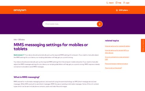 MMS messaging settings for mobile & tablets | amaysim