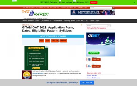GITAM GAT 2020: Counselling (Started), Admission, Selection ...