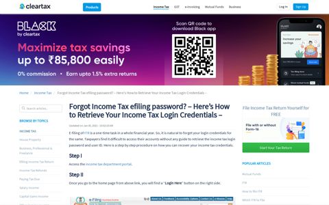 How to reset your income tax password - Recover income tax ...