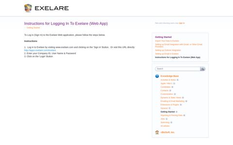 Instructions for Logging In To Exelare (Web App) – Exelare ...