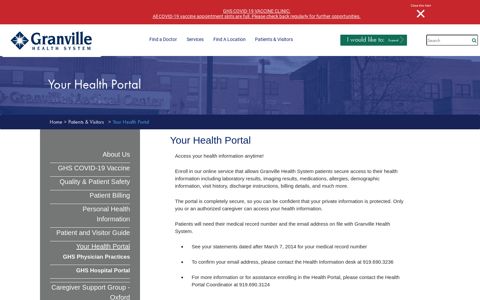 Your Health Portal | Granville Medical - Granville Health System