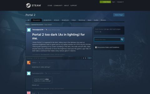 Portal 2 too dark (As in lighting) for me. :: Portal 2 General ...