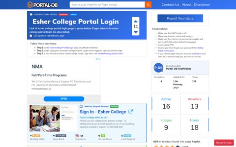 Esher College Portal Login