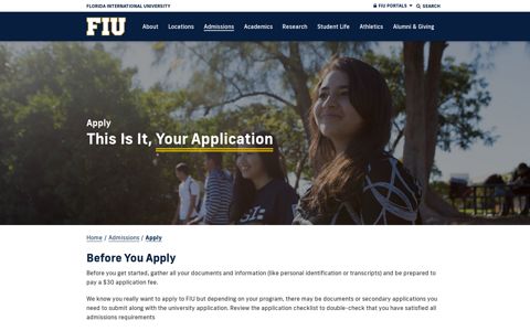 Apply | Florida International University in Miami, FL