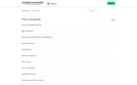 Your Account – GameChanger