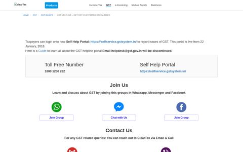 GST Helpline - Get Government GST Customer Care Number