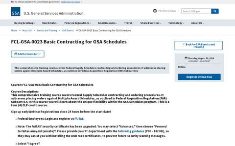 FCL-GSA-0023 Basic Contracting for GSA Schedules | GSA