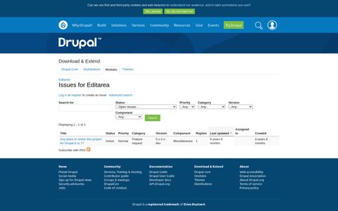 Issues for Editarea | Drupal.org