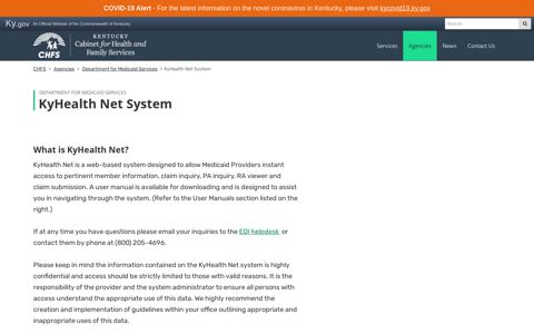 KyHealth Net System - Cabinet for Health and Family Services