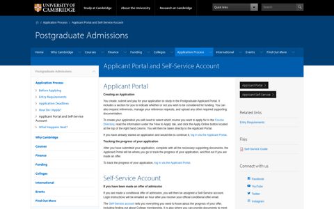 Applicant Portal and Self-Service Account | Postgraduate ...