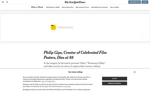 Philip Gips, Creator of Celebrated Film Posters, Dies at 88 ...