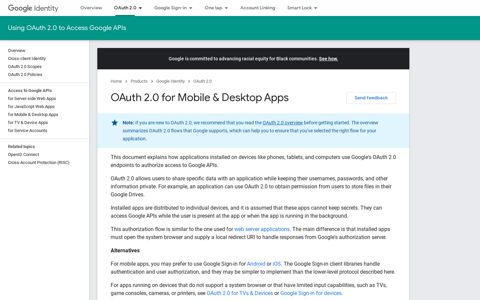 OAuth 2.0 for Mobile & Desktop Apps | Google Identity