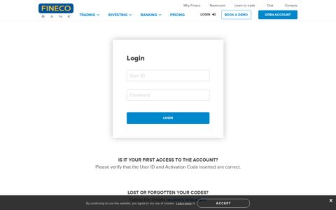 Login into your personal account | FinecoBank - Fineco UK