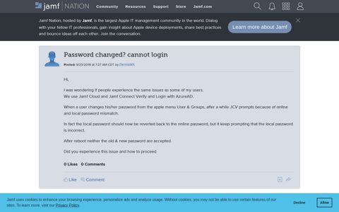 Password changed? cannot login | Jamf Nation