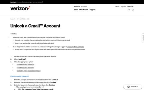 Unlock a Gmail Account | Verizon