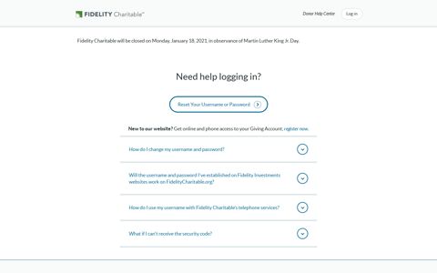 Login Help | Fidelity Charitable