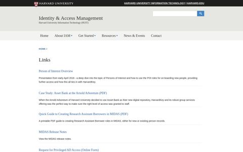 Links - Identity & Access Management - Harvard University