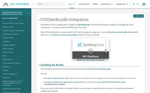 FOSUserBundle Integration - API Platform