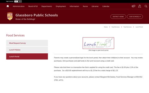 Food Services / Lunch Portal - Glassboro Public Schools