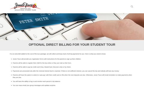 Online Billing | JUNIOR TOURS