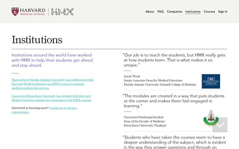 Online Learning for Institutions - HMX | Harvard Medical School